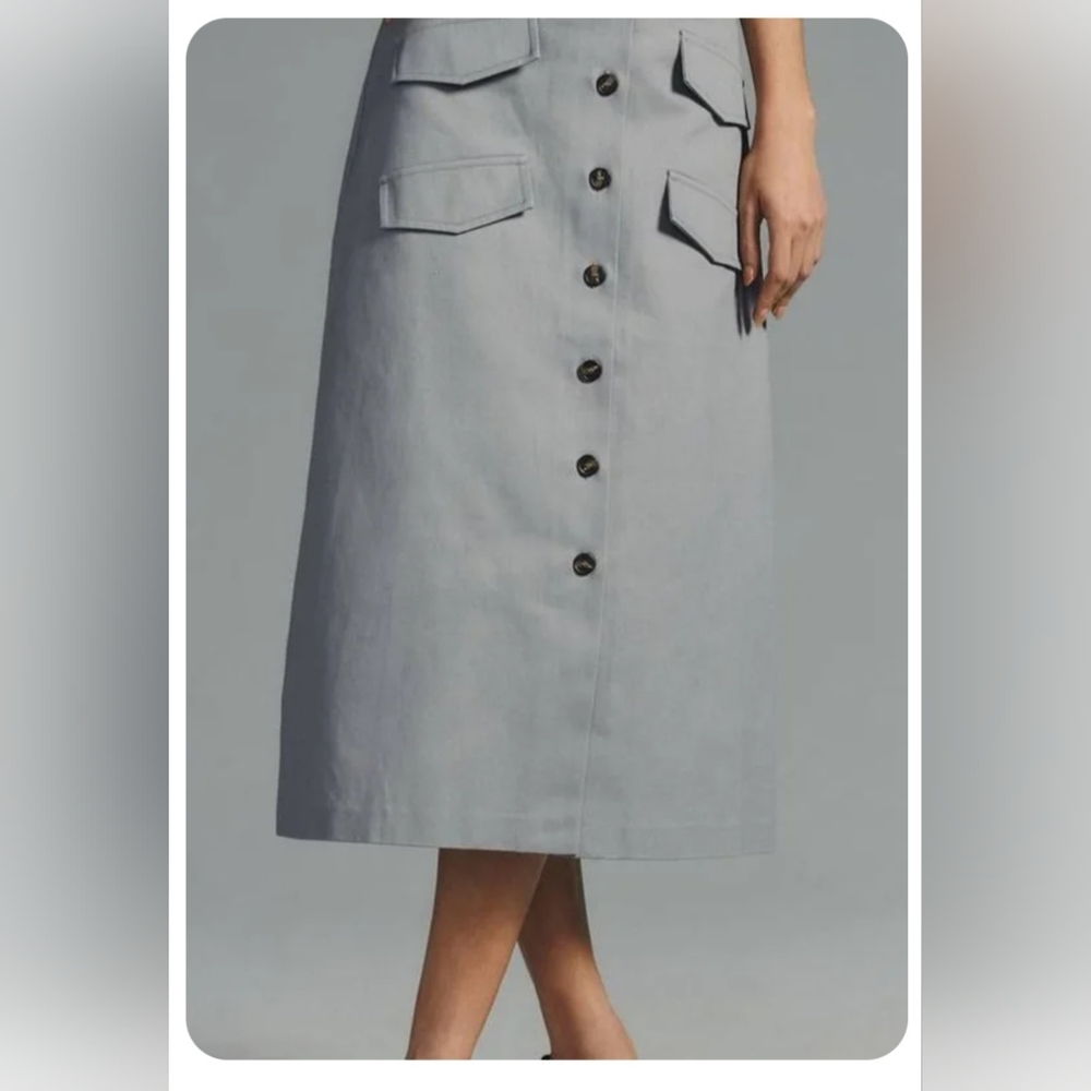 Anthropologie Mare X Utility Gray Midi Skirt - Picture 3 of 6